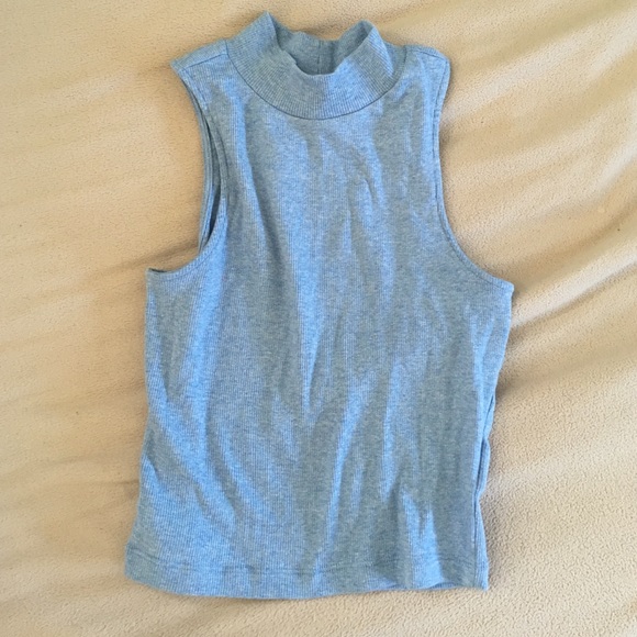 H&M light blue crop turtle neck - Picture 1 of 3