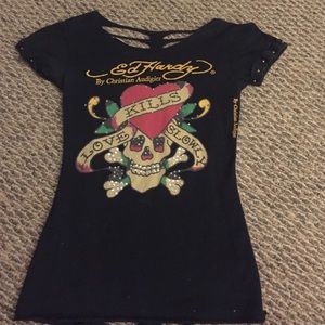 Ed Hardy authentic ripped back shirt