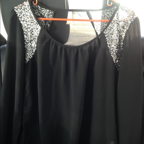 Sequin shoulder blouse