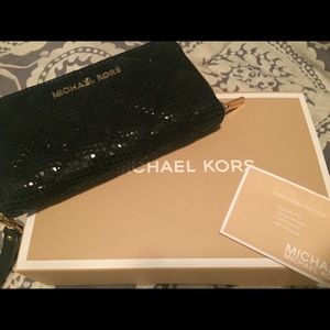 Michael Kors Black Sparkle Wristlet/Wallet