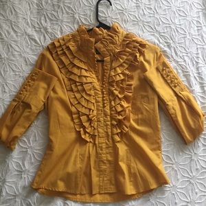 Mustard Vintage Inspired Button Up Blouse Medium