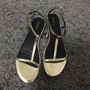 Gold strappy flat sandal