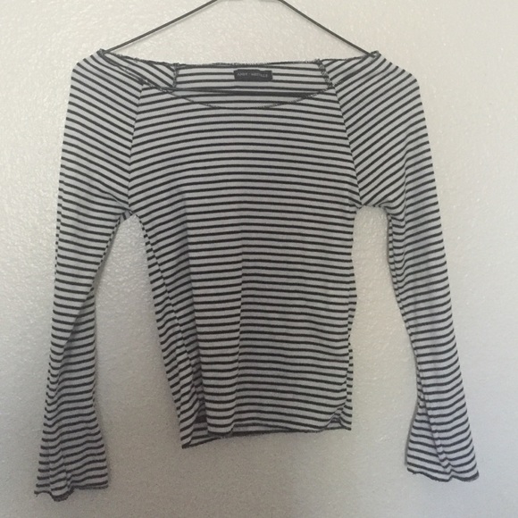 brandy striped off the shoulder long sleeve