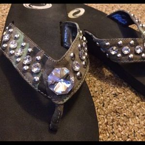 Camo & Bling Flip Flops