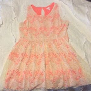 Coral and White Lace Spring Dress