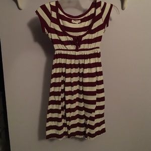 Maroon and white stripped aero dress