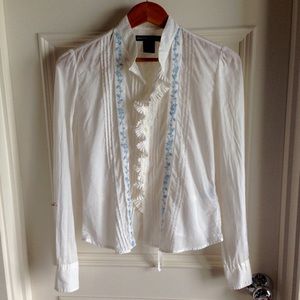 Ralph Lauren ruffled blouse with embroiled detail