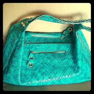 Jessica Simpson Aqua Snakeskin Handbag