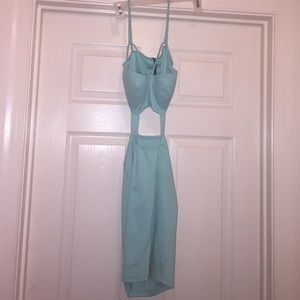 Teal blue cutout dress