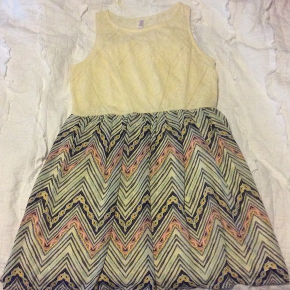 Cream and Chevron Striped Dress