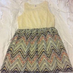 Cream and Chevron Striped Dress
