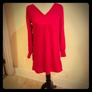 Long sleeve red shift dress