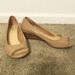 Nude Cole Haan Air Tali Peep Toe Wedges