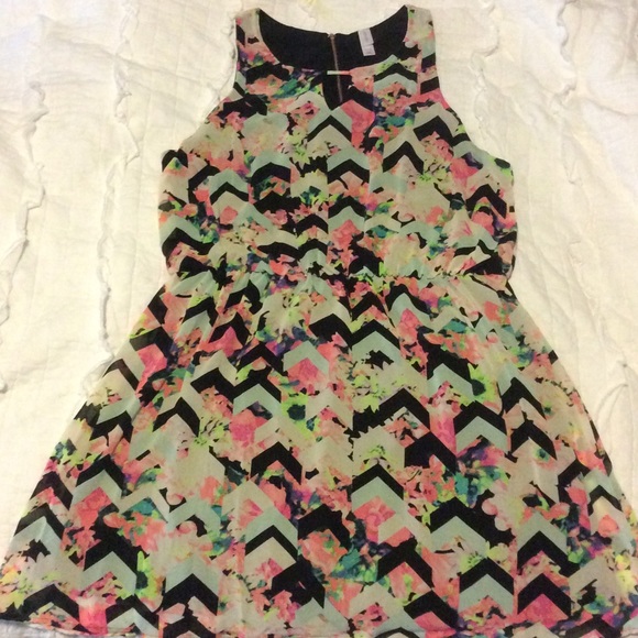 Black and white chevron striped dress