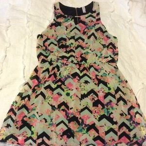 Black and white chevron striped dress