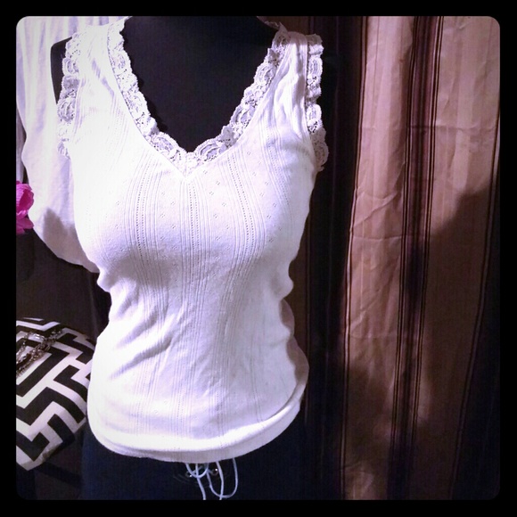 White tank top! Laced shoulders.(Gap)