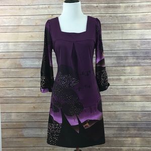 Purple Deer and Tree Print Dress