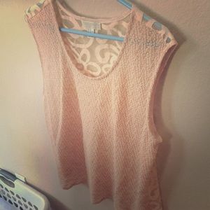 Sleeveless pink pattern sheer blouse