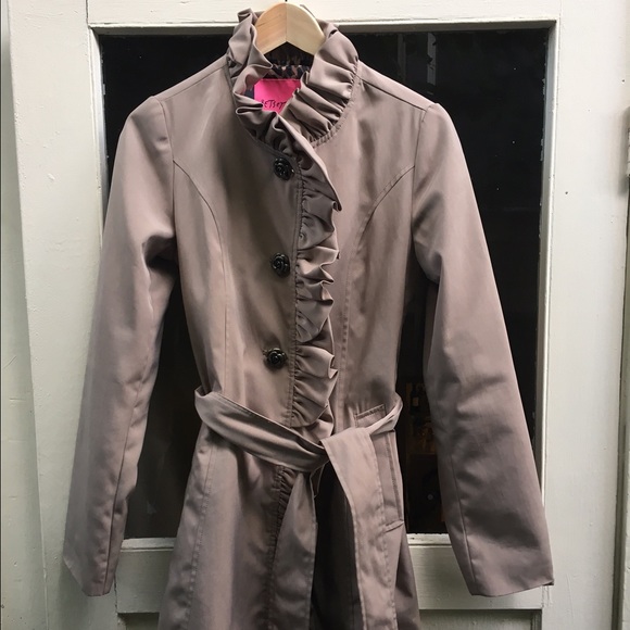 Betsy Johnson Trench Coat with Ruffles size S