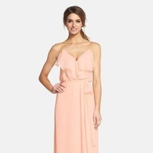 'Drew' Ruffle Front Chiffon Gown
