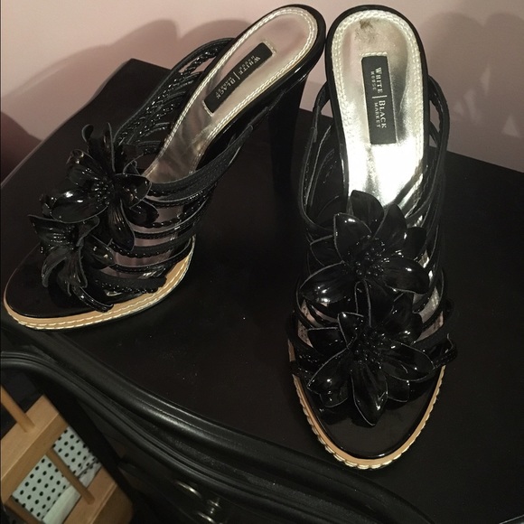 Black Flower Heels