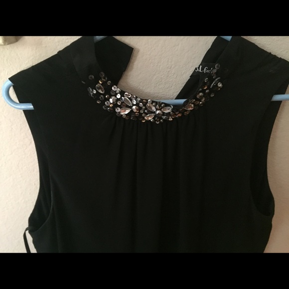 Little black dress with jeweled collar