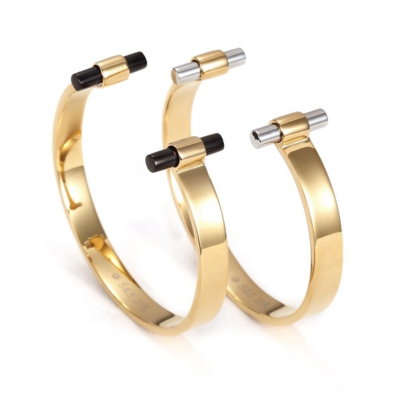 New Silver & Titanium Bullet Cuff Bangles