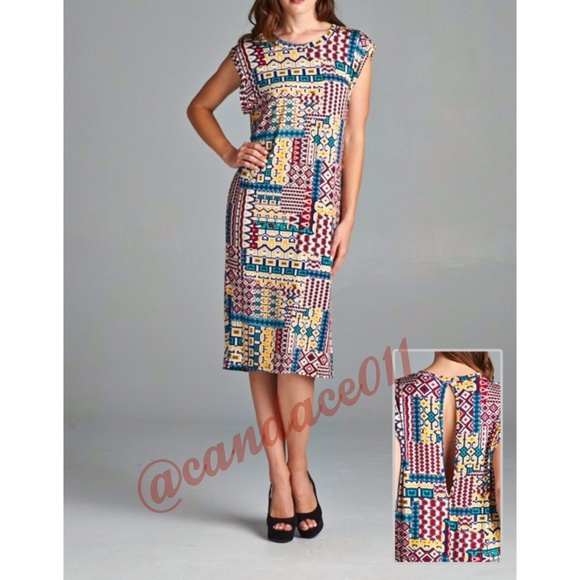 Tribal Print Midi Dress (S) - Picture 2 of 4