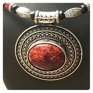 Red choker necklace