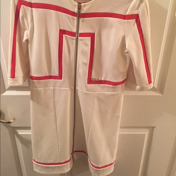 Maryc red and white zip up dress