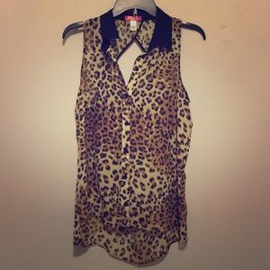 Cheetah Print button up blouse
