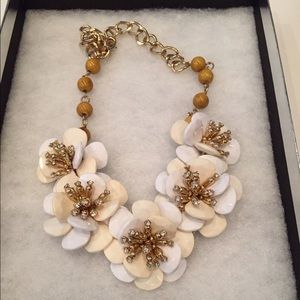 Anthropologie flower necklace with rhinestones