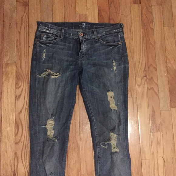 7 For All Mankind distressed Roxanne straight leg - Picture 1 of 3