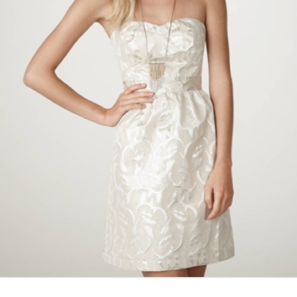 Cream and Silver Strapless Dress