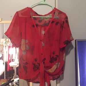 Kimchi Blue sheer tie-up blouse