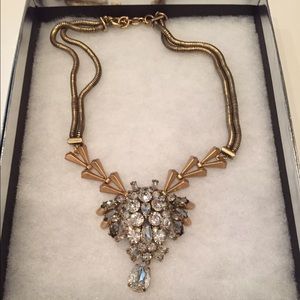 Jcrew rhinestone and brushed gold necklace