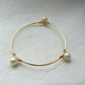 Freshwater Pearl Bangle 2.5 inch diameter 14k GF