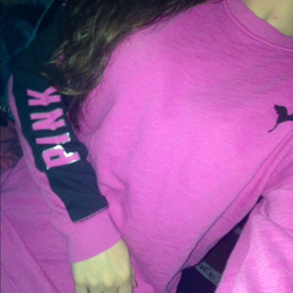 Vs PINK bling fuchsia xs varsity crew oversized - Picture 1 of 3