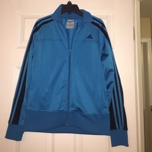 Blue and black Adidas zip up sweater