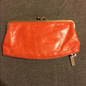 Orange Hobo Millie Frame Zipper Wallet