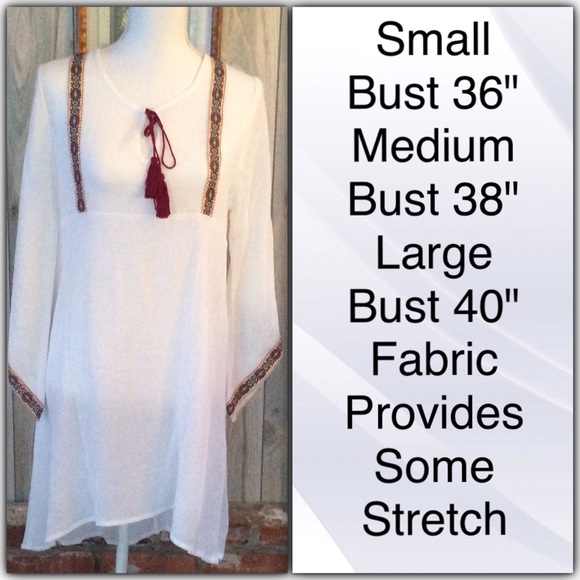 LAST ONE Ivory Woven peasant dress - Picture 3 of 3