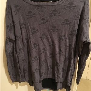 Black and grey skull shirt, leather down the back