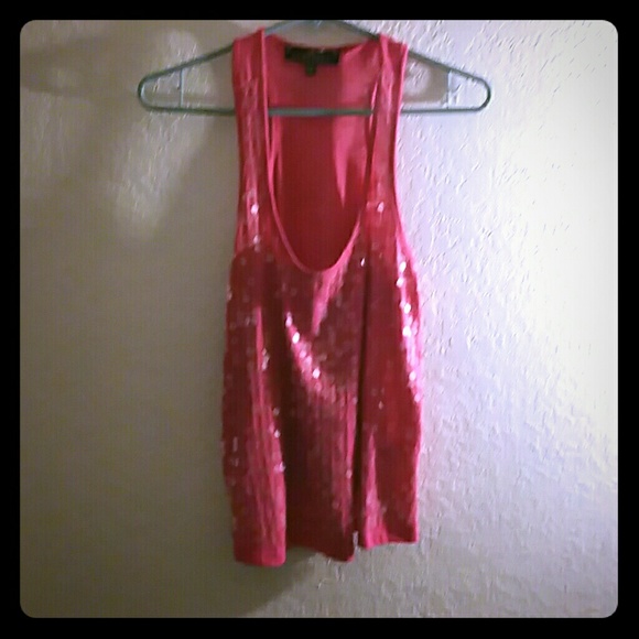 Pink sequin tank top