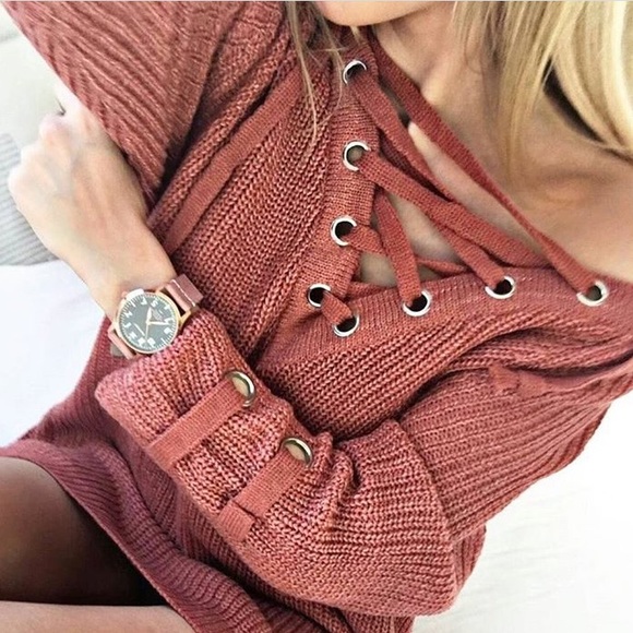 🙌🏽It's all about that "Lace up"sweater this year - Picture 2 of 4