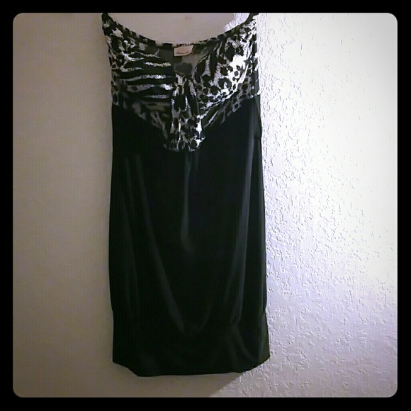 Black and animal print stretch dress