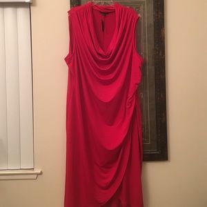 Sleeveless cowel neck fitted dress