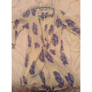 Blue and white romper