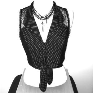 Black Polka Dot Crop Top