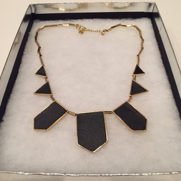House of Harlow, black leather and gold necklace