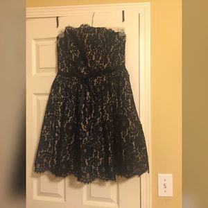 Black, Lace Strapless Formal Dress.